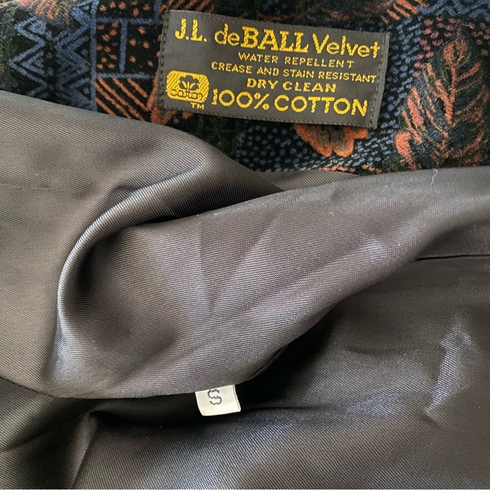 Vintage 80s J.L. deBall Portrait Velvet Mixed Pattern Coat Size Small - Picture 5 of 5